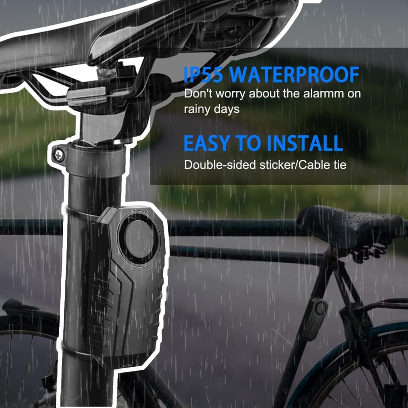ZEXMTE Bike Alarm Wireless Vibration Motion Sensor 113dB Waterproof Motorcycle