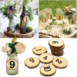 BSTMOME Rustic Wooden Table Number 1-10 Wedding Digital Table Numbers Hanging Wood Slice for Arts Crafts DIY Wedding Decorations Wedding Reception Table Decorations