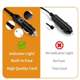 Aotto Electric Lunch Box Food Heater 12V/24V Vehicle Plug 90 Degree Angle Power Cable Replacement for 3-in-1 Portable Oven Food Warmer, Black