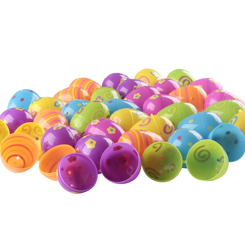 Printed Plastic Eggs for Easter Egg Hunt,Colourful Fillable Plastic Easter
