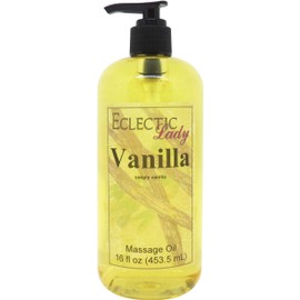 Vanilla Massage Oil, 16 oz, With Sweet Almond Oil and Jojoba Oil, Preservative Free, Perfect for Aromatherapy and Relaxation