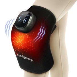 Comfytemp Kabelloses Heizkissen für Knie, 3D-Massagegerät zur Schmerzlinderung, 9 Wärme, 5 Vibrationen, 3 Intensitäten, Heizhülle für Knie mit App-Steuerung