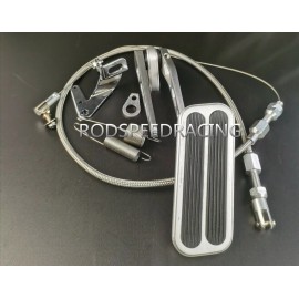 Rodspeedracing Universal Street Hot Rod Aluminum Gas Pedal + 24" SS Throttle Cable & Spring Set