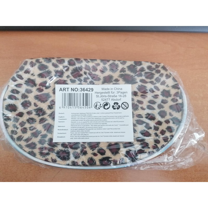 Small Cosmetic Bag with Leo Pattern, beige / brown, exotic