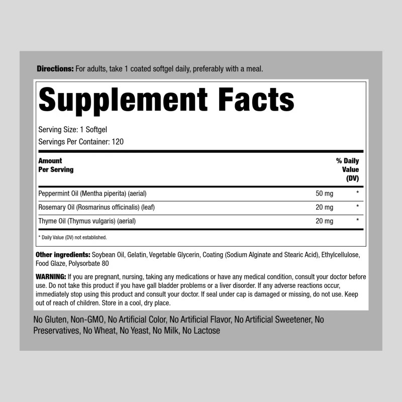 Piping Rock Peppermint Oil | 50mg | 120 Softgel Capsules