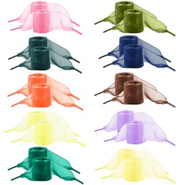 Framendino, Shoe Laces Fashion Ribbon Shoelaces Soft Silk Satin Shoestrings Snow Yarn Shoelace for Women Girls Lady Sneaker, Style C