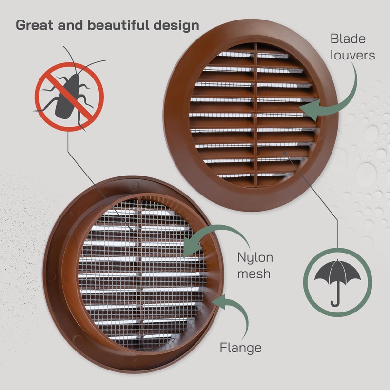 Vent Systems - Pack of 2-4'' Inch Brown Soffit Vent