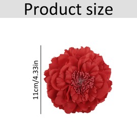 Thyonta Peony Flower Hair Clip - Charm and Grace Bridal Wedding Hair Clip Red Peony Artificial Flower Hair Accessory for Women Girls Party Beach Wedding Bridesmaid Flower