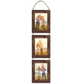 VMUZEDER 4x6 Wall Hanging Picture Frames Collage with 3 Opening Frames Brown