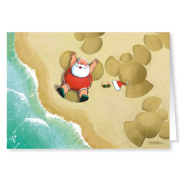 Beach Christmas Cards - Sand Angels Christmas Cards - Beach 18 Cards and Envelopes