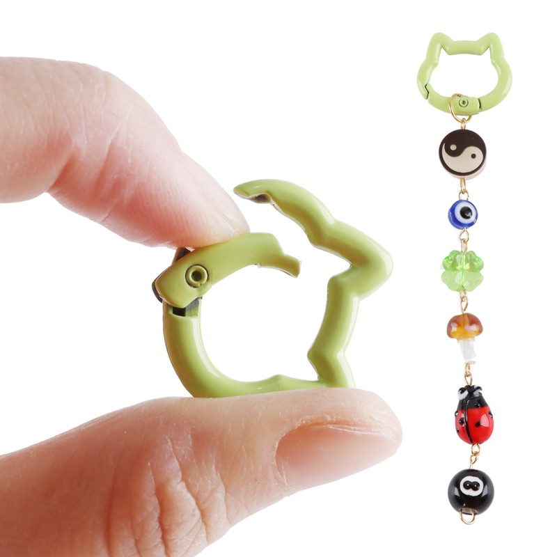 8Pcs Cute Cat Shape Keychains, Mini 1" Alloy Key Chain