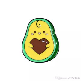 Shopparatti.com BABY AVOCADO PIN, Holding Heart Shaped Pit, Funny Pins, Super Cute Pin