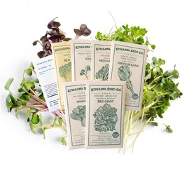 Microgreen Garden Assortment – Non-GMO Asian Green Mix – 7 Varieties: Tokyo Bekana, Mizuna, Tatsoi, Red Giant, Radish, Kintsai – Colorful, Fast-Growing – Salad, Garnish, Sandwich – Heirloom Seed Mix