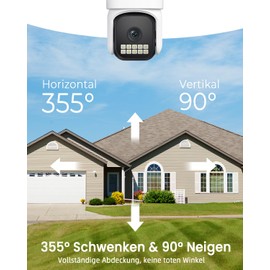 Reobiux 1080P Outdoor Surveillance Camera, PTZ Outdoor 2.4/5 GHz WLAN IP Camera Surveillance Outdoor Camera with Automatic Tracking, 24/7 Recording, Colour Night Vision, Two-Way Audio, IP66