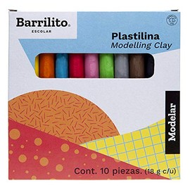 Barrilito MX180 Plastilina Mix, 10 Colores Distintos, 10 Barras