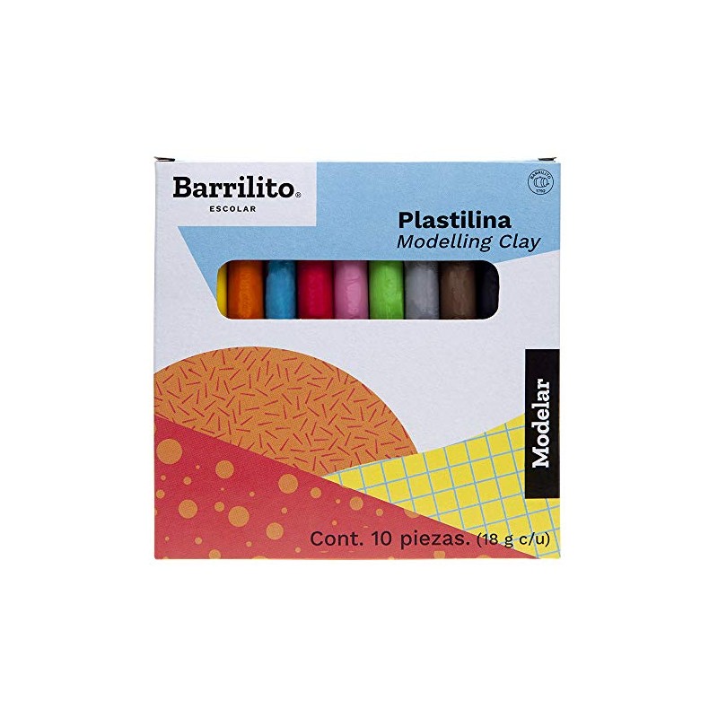 Barrilito MX180 Plastilina Mix, 10 Colores Distintos, 10 Barras