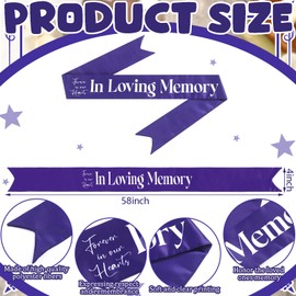Fanfanwin Funeral Sash Memorial Wreath Sash Funeral Ribbon Celebration of Life Ribbon for Casket or Wreath Flowers Memorial Service Honor The Loved Ones Memory 58x4''(Purple,in Loving Memory)