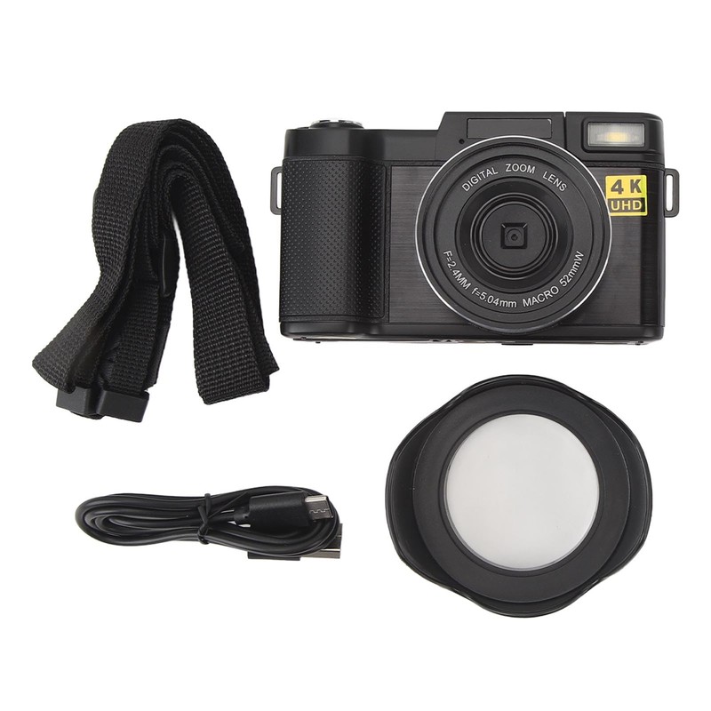 48MP 4K HD Digital Camera, 3-Inch Flip Screen With Auto