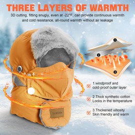 Sukeen Trapper Hats Windproof Winter Hat Water Repellent‌ Warm Hat Lightweight Earflap Hat with Mask for Cold Snow Weather