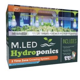 Miracle LED 2-Time Zone Hydroponics Indoor Growing System - Includes 8 Absolute Daylight Plus Blue Spectrum 150W Replacement Grow Lights & 2 4-Socket Corded Fixture with 2 SproutMatic Timers