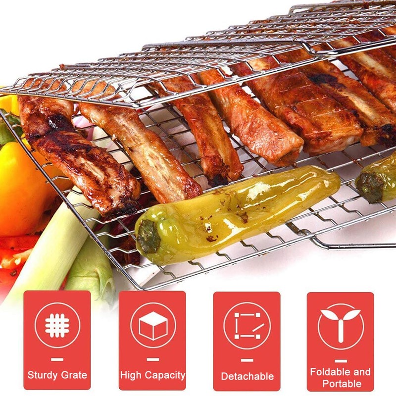 Barbecue Basket, Fish Roaster, Fish Grill Basket, Foldable Grill Fish