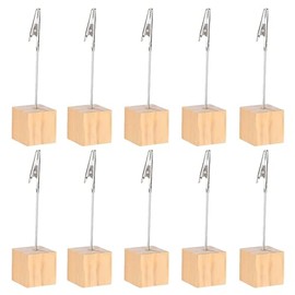 10pcs Alligator Clips with Wooden Base,Memo Clip Holder,Crocodile Memo Clip for Pictures Card Paper Note Clip,Shop Display Price Tag,Log Color