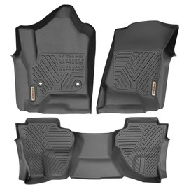 YITAMOTOR Floor Mats Compatible with 2014-2018 Silverado/Sierra 1500, 2015-2019 2500/3500 HD , Double Cab Only, Custom Fit Floor Liners, 1st & 2nd Row All Weather Protection