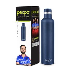 Pexpo Stainless Steel, ISI Certified ISI Certified Flask, 1000 ml, 33oz Denim Blue| Portable & Keeps Beverages Hot/Cold for 24+ Hours
