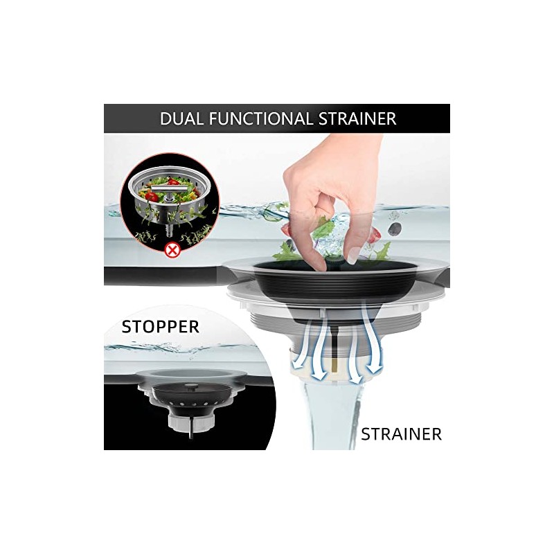 Black Sink Drain 3-1/2 Inch Matte Black Kitchen Sink Drain