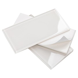 Adedeo Peel and Stick Glass Subway Tiles, 3 x 6 Inch, White Glass Tiles for Backsplash, Kitchen Backsplash Wall, Pack of 40 Pieces, 5sq.ft