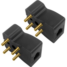 NECABLES 2Pack 4 Prong Phone Jack Adapter Telephone Adapter Plug 4 Prong Male to RJ11 6P2C Female Black