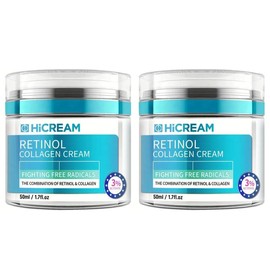 Hicream Retinol Face Moisturizer Rich in Collagen and Hyaluronic Acid,Powered by Vitamins C and E,Radiant,and Hydrated Gentle Skincare - Specification: 50ml*2