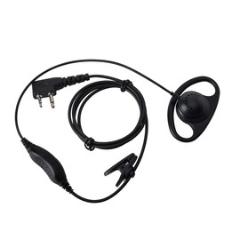 HYSHIKRA D-shape earphone headset - 2 pin jack - PTT with retaining clip - compatible with Mindland G7 / Pro G6 / G9 / Pro G12 GXT250 GXT550 GXT650 LXT80 Alan39 radios