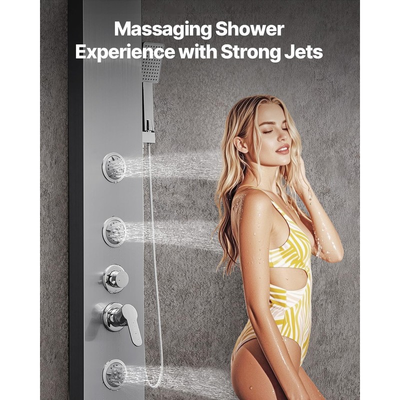 VEVOR Shower Panel Tower System with Rainfall Waterfall Shower Head,