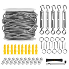 304 Stainless Steel Cable Kit, Btowin VCF 30 M/2 mm Wire Rope Trellis Set - 5 x M5 Turnbuckle Rope Tensioner, 10 x Eye Screw, 10 x Expansion Dowels, 10 x Duplex Clamp, 1 x Open-End Wrench, 100 x Cable