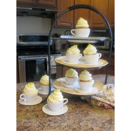 Evelots Baking Cupcake Molds - Silicone Teacup Set - 12 Pc Set - Oven-Safe - Nonstick - Muffin Cups for Bridal/Baby Shower, Birthday/Tea Party - 6 Cups & 6 Saucers - BPA Free