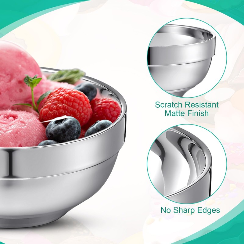 Funnymoom 8 Pack 24 oz Stainless Steel Bowls Double Walled