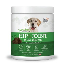 Vetality Well Chews | Soft Chew Supplements for Dogs | 60 Count | Made in USA (Hip + Joint)