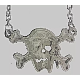 Rock Rebel Skull Crossbones Necklace Silver Metal Pendant Rock Rebel Skeleton Dog Tags GOTH