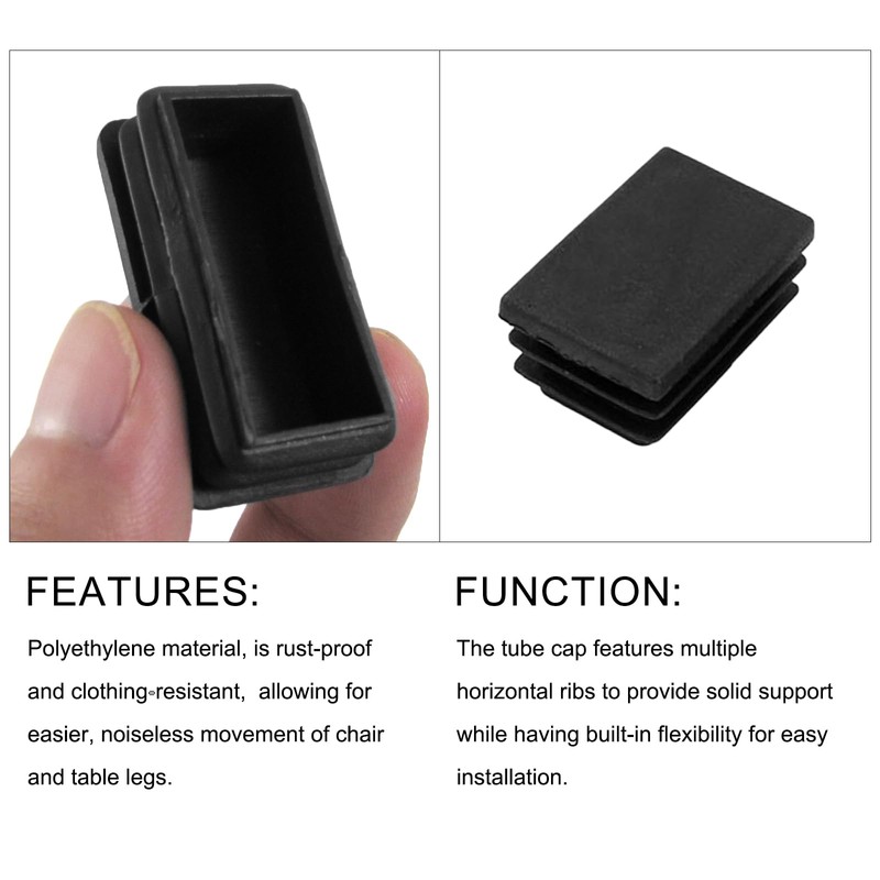 METALLIXITY Rectangle End Caps (30 x 20mm) 24Pcs, Plastic Rectangle