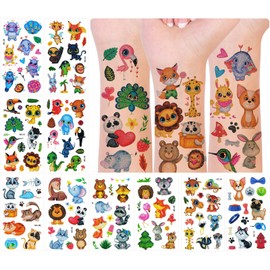 allydrew Waterproof Glitter Temporary Tattoos, Birthday Party Favors and Supplies, Goodie Bag Fillers, 10 Sheets Cute Animals