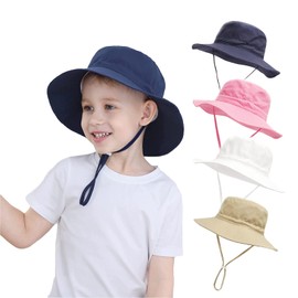 YANWANG Baby Children's Adjustable Bucket Sun Hat, UPF 50+ Sun Protection, Beach Hat for Toddlers, Boys, Girls, navy