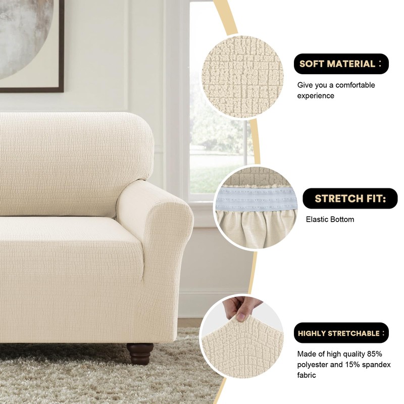 PrinceDeco Waterproof Couch Cover Slipcovers for Couches and Sofas,Stretch Loveseat