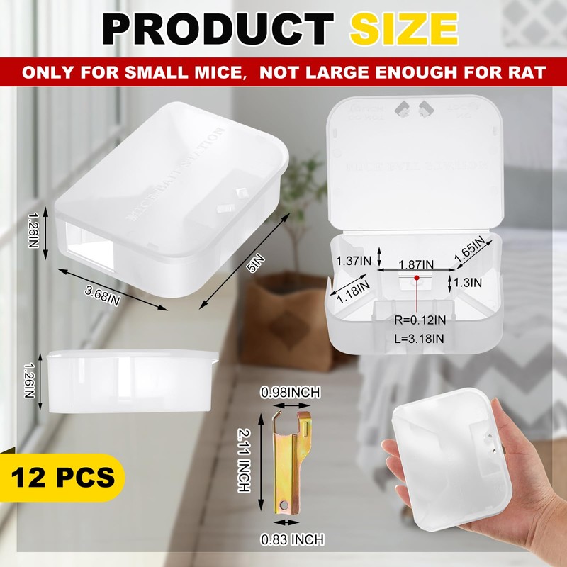 Qualirey 6 Pcs Mouse Bait Stations Mouse Stations with Keys