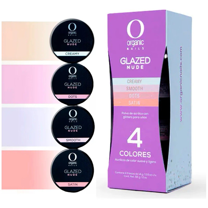 Set Glazed Nude Polvo Acrilico Uñas 14g By Organic Nails