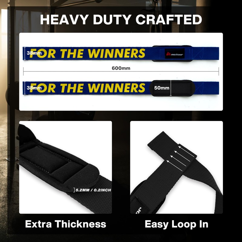 Meteor Weightlifting Straps for Enhanced Grip and Barbell Stability (Pair),