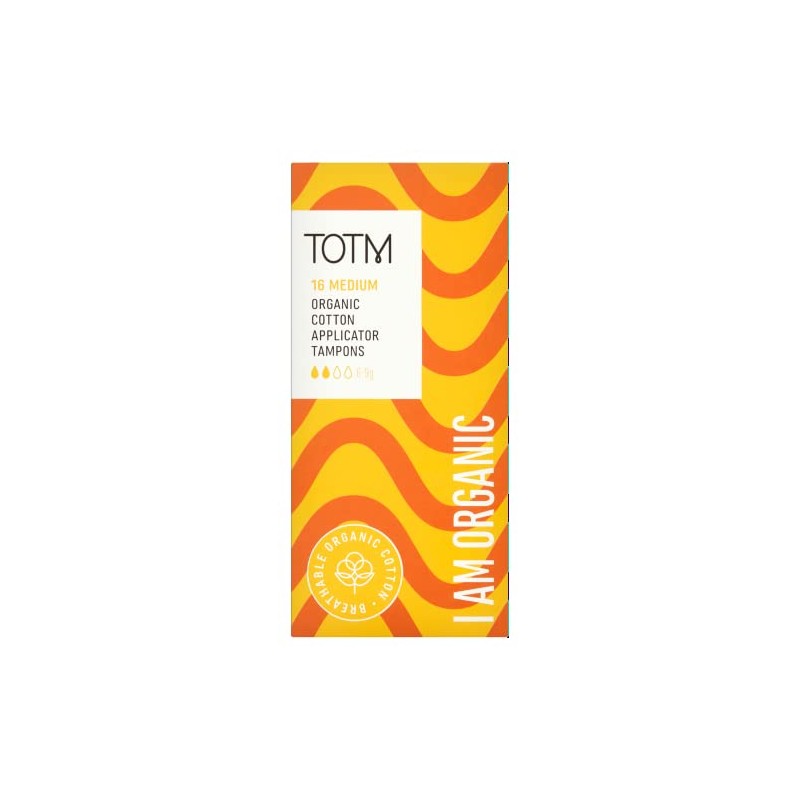 TOTM Organic Cotton Medium Applicator Tampons, Pack of 16