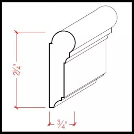 NewMouldings EWPC12 Picture Hanging Rail 2-1/4" Tall x 3/4" Moulding. Unfinished - Poplar, Sample 5 inch