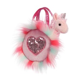Aurora® Fashionable Fancy Pals™ Sparkle Heart Pink™ Llamacorn Stuffed Animal - On-The-go Companions - Stylish Accessories - Pink 5.5 Inches