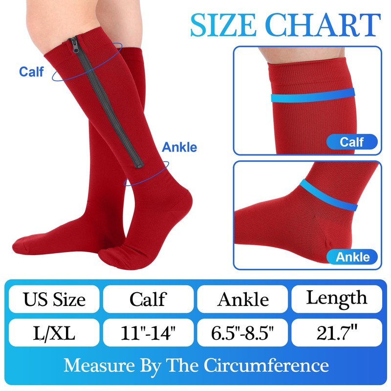 Tarpop 4 Pairs Men Zipper Compression Socks Colorful 20-30mmhg Compression